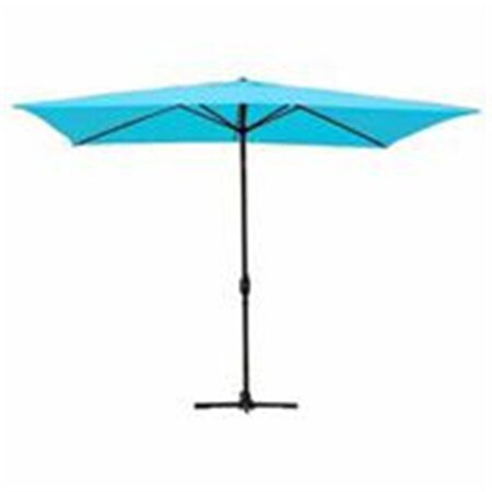 Propation 6.5 x 10 Ft. Aluminum Patio Market Umbrella Tilt with Crank - Turquoise Fabric & Black Pole PR2593376